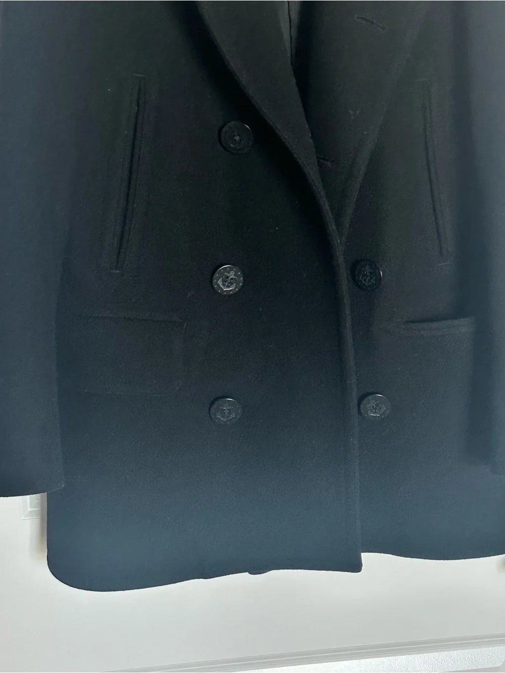 Polo by Ralph Lauren Men's Black Double-Breasted Peacoat Wool Coat - Size M